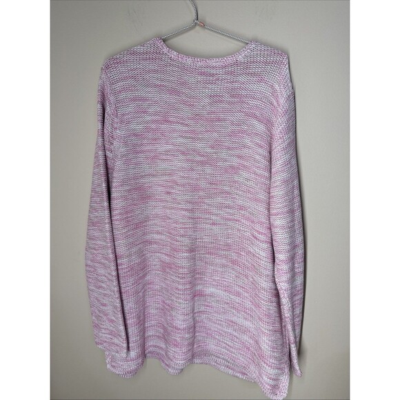 NWT J Jill Sweater Tunic Pink White Marled Knit Size XL 100% Cotton - Picture 3 of 9